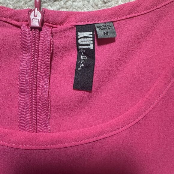 Kut From The Cloth Top Women’s Medium Floral Print Semi Sheer Short Sleeve - Picture 6 of 12